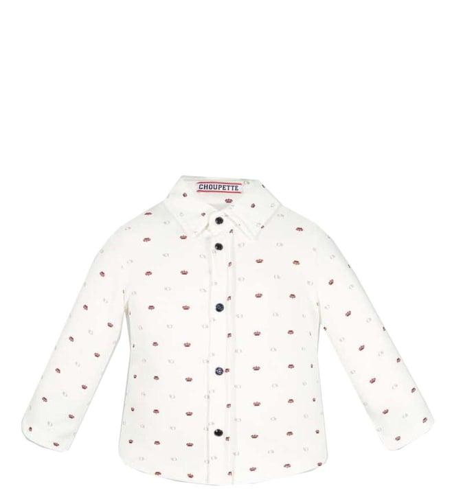 choupette kids ecru printed relaxed fit baby shirt