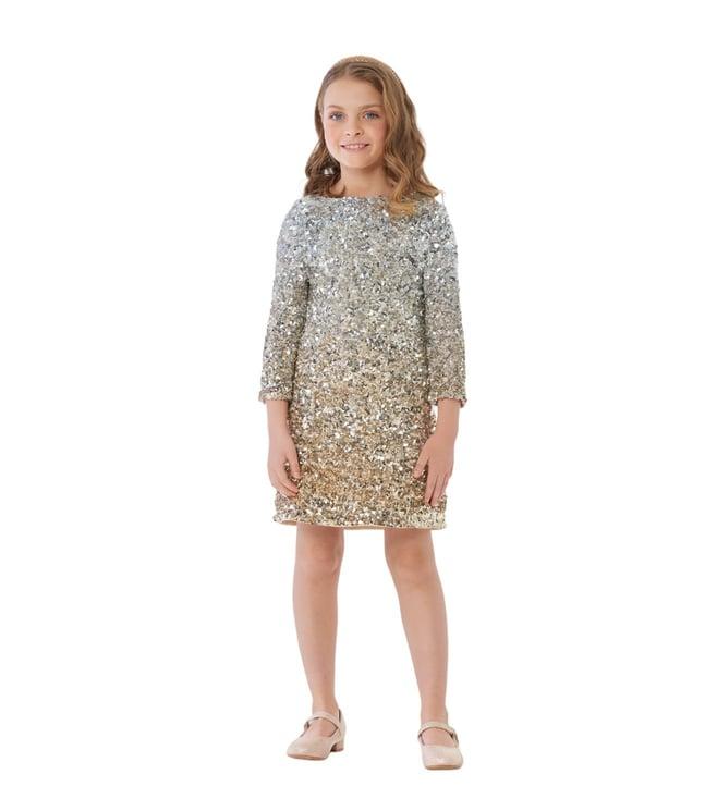 choupette kids gold on navy soft sequins fitted cocktail dress