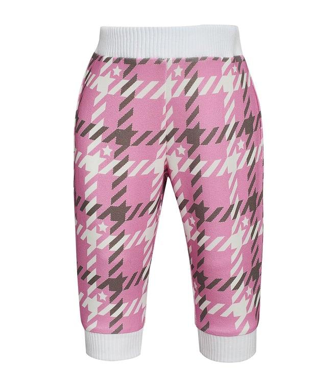 choupette kids grey & pink footer houndstooth regular fit joggers