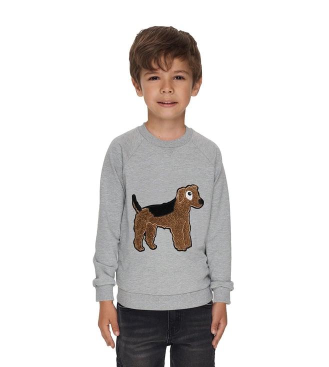 choupette kids grey printed 3d decor relaxed fit sweater