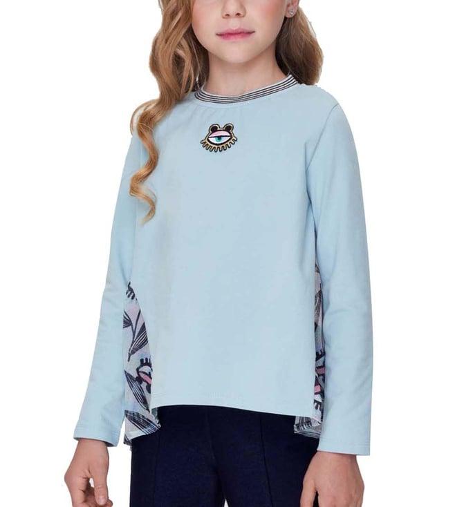 choupette kids mint printed loose fit top