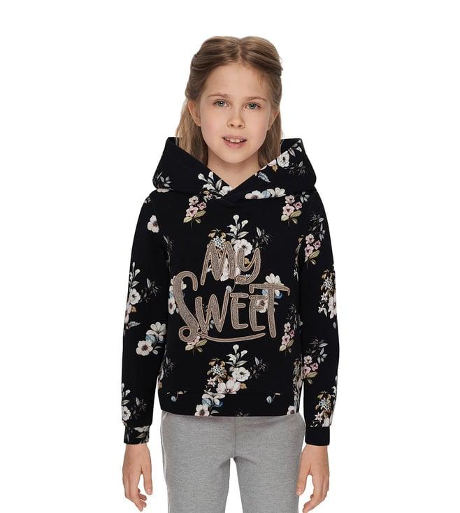 choupette kids multi branded print applique crop top relaxed fit hoodie