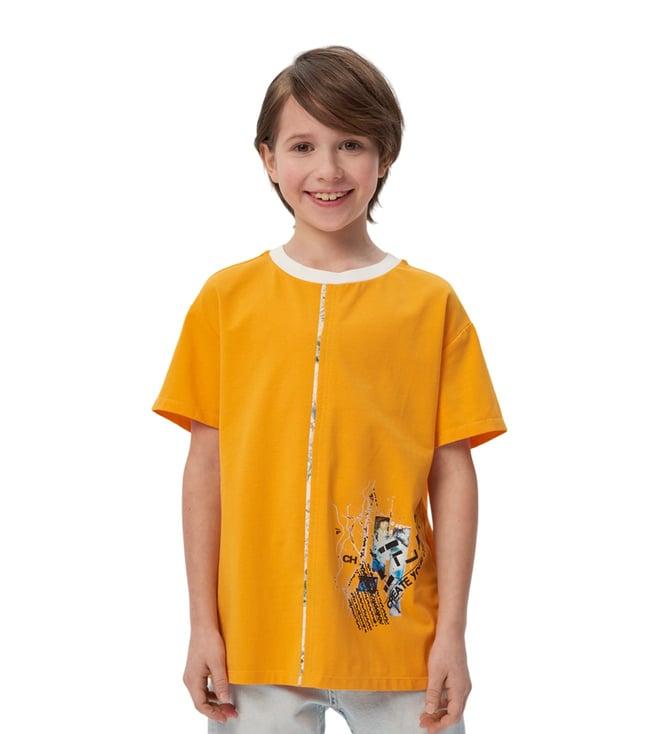 choupette kids orange architect printed regular fit t-shirt