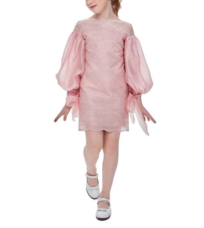 choupette kids pale pink embroidery straight fit dress