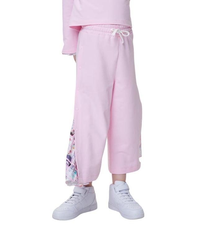 choupette kids pink footer culottes printed relaxed fit trackpants