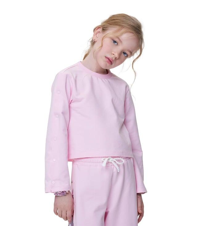 choupette kids pink footer printed relaxed fit top