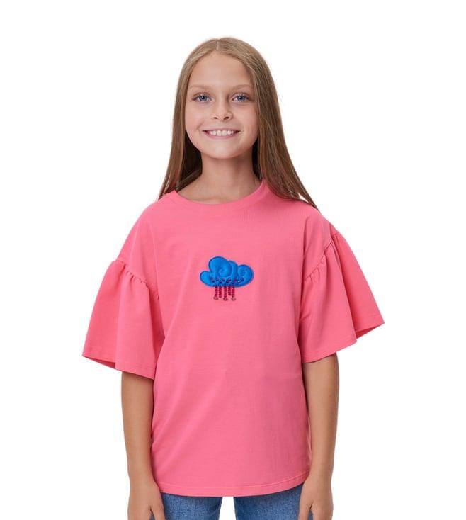 choupette kids pink viva magenta patch loose fit top