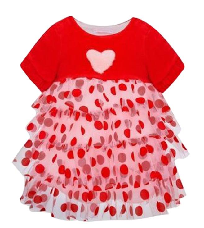 choupette kids red & pink polka dot relaxed fit dress