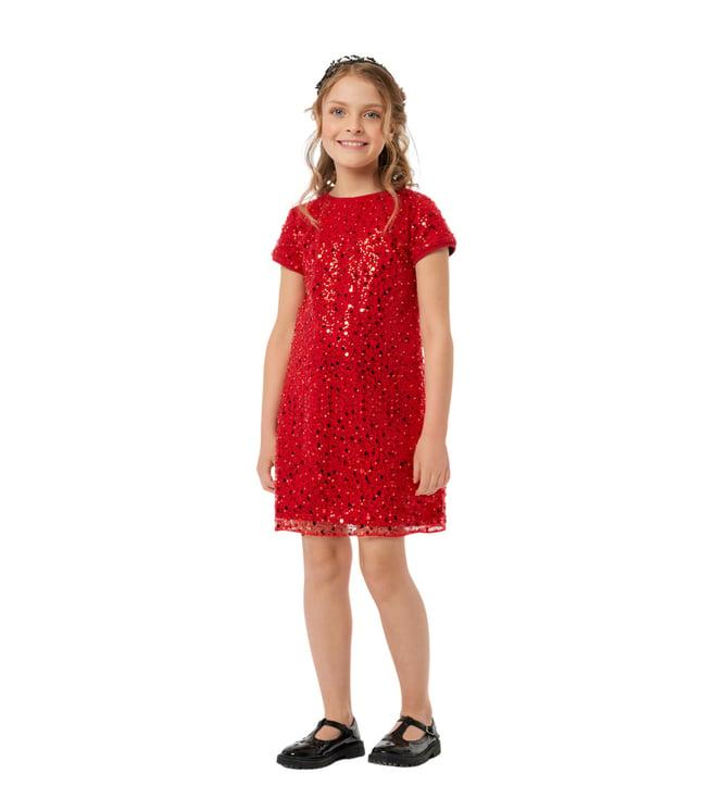 choupette kids red a-silhouette sequins relaxed fit cocktail dress