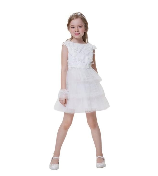 choupette kids warm white lace relaxed fit dress