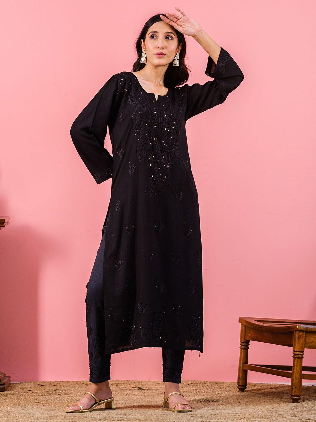 chowkhat ethnic motifs embroidered chikankari kurta