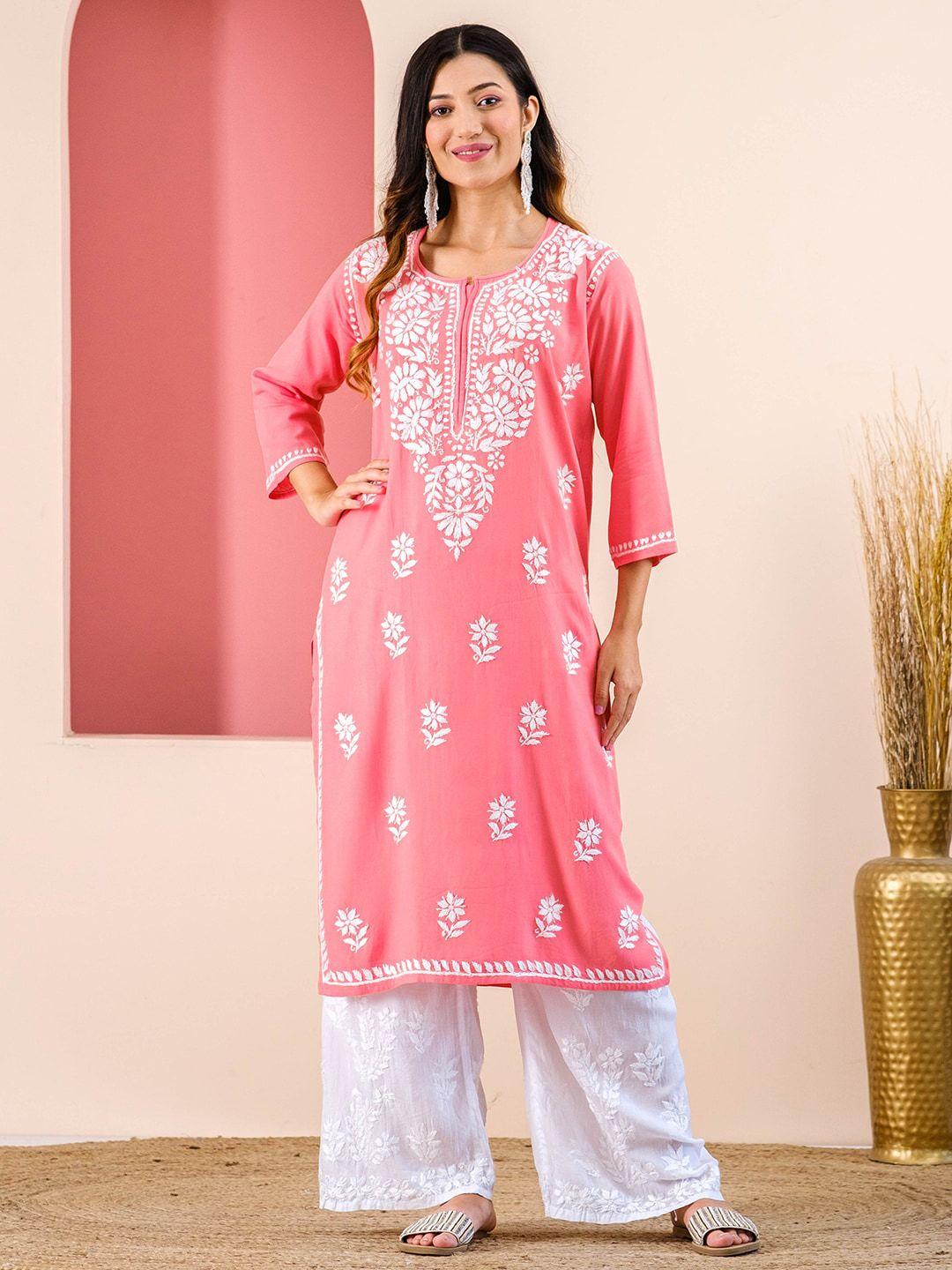 chowkhat ethnic motifs embroidered chikankari kurta