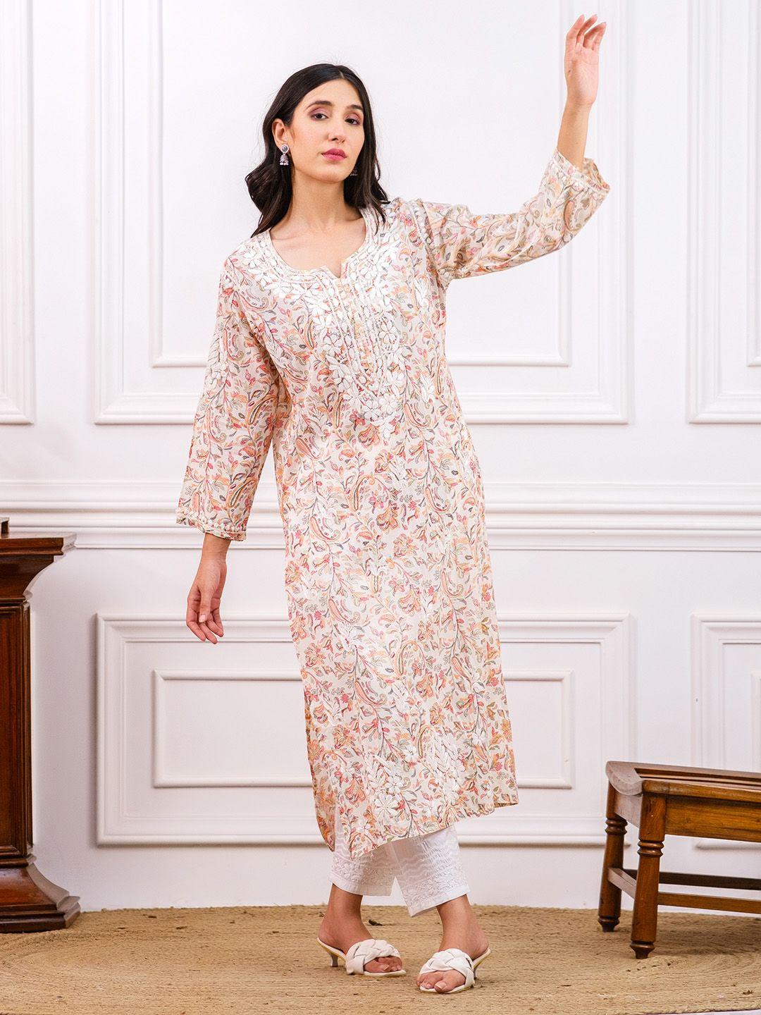 chowkhat printed cotton straight kurta