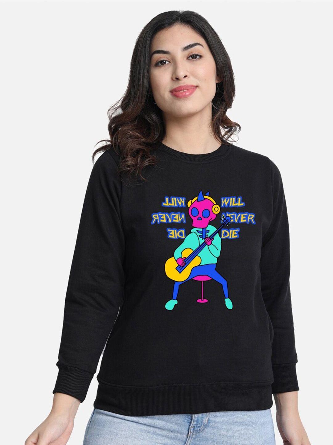 chozi women black printed sweatshirt