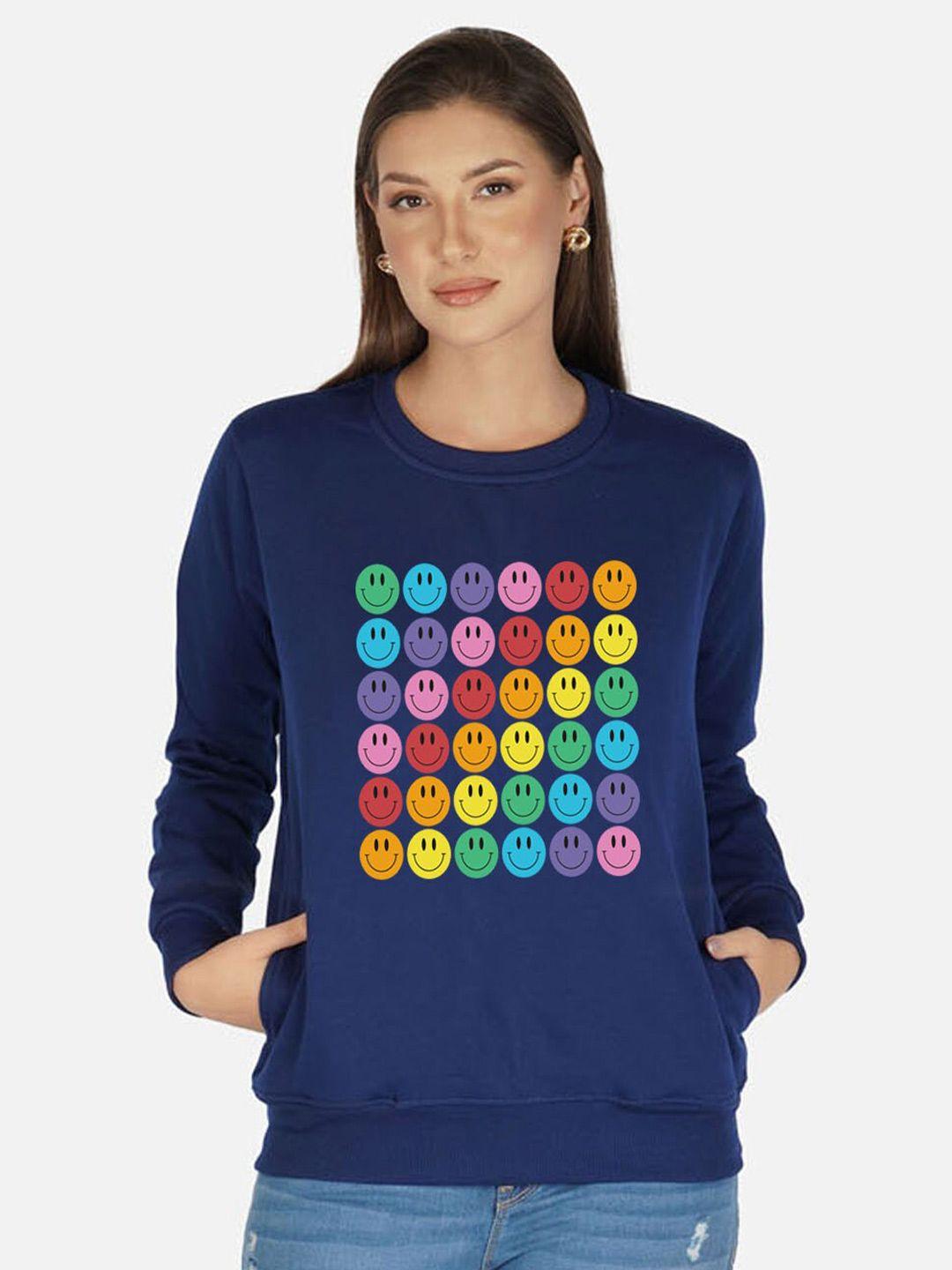 chozi women blue printed sweatshirt