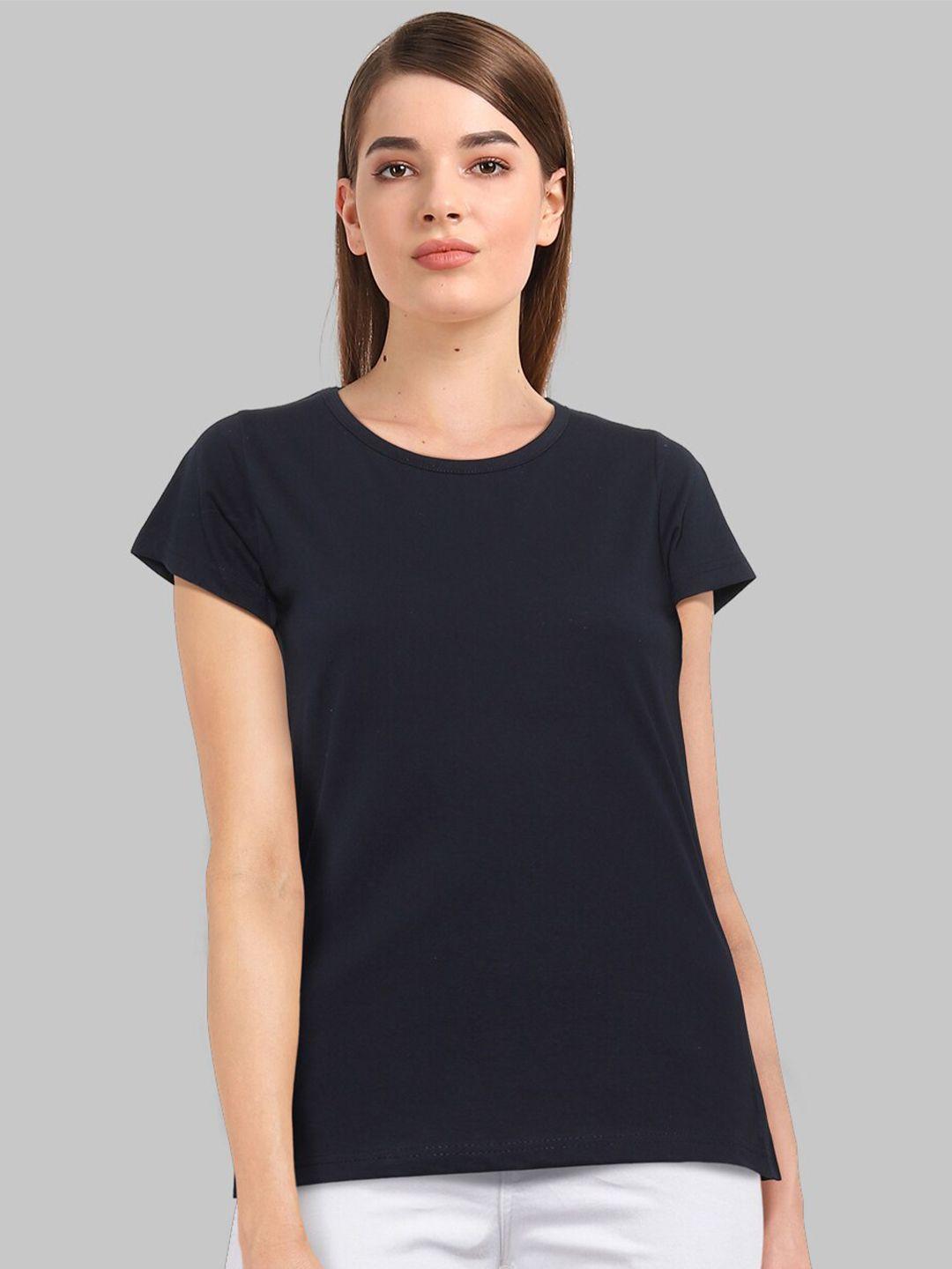 chozi women navy blue extended sleeves bio finish pockets t-shirt