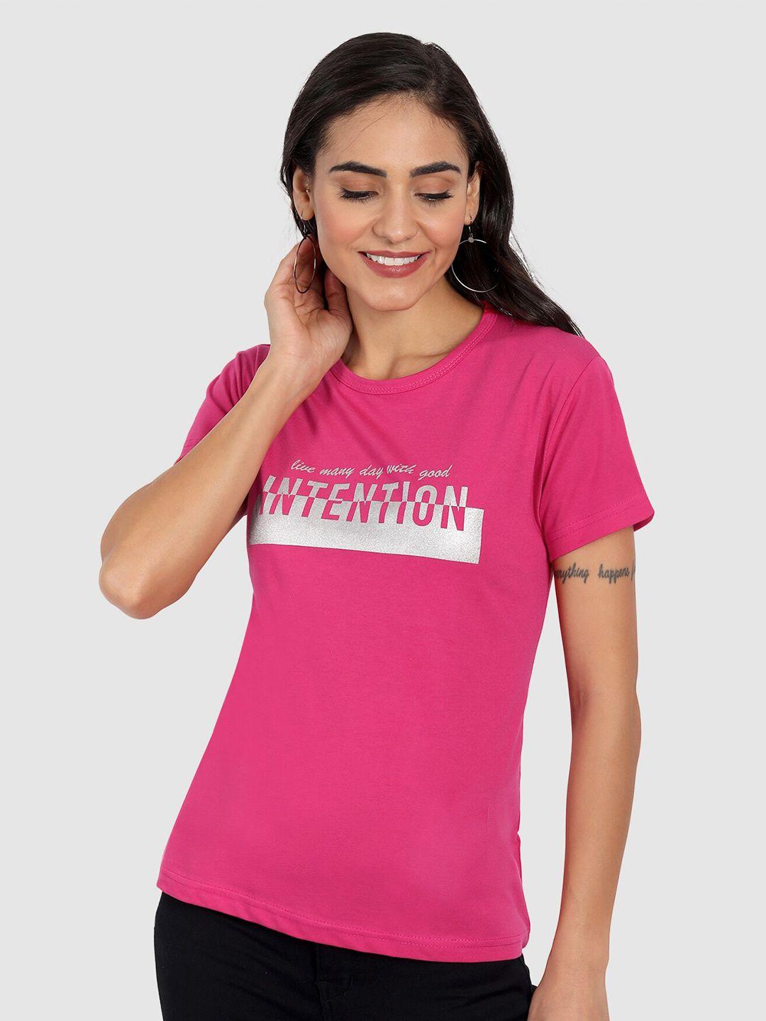 chozi women pink printed bio finish t-shirt