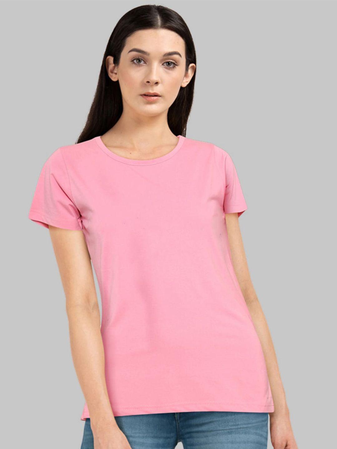 chozi women pink v-neck drop-shoulder sleeves bio finish t-shirt