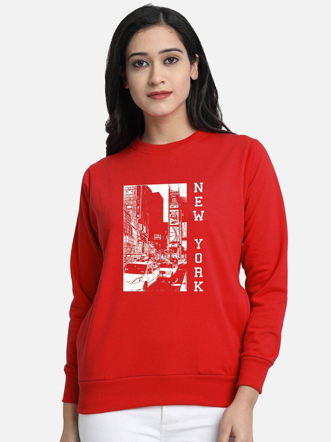 chozi women red printed sweatshirt