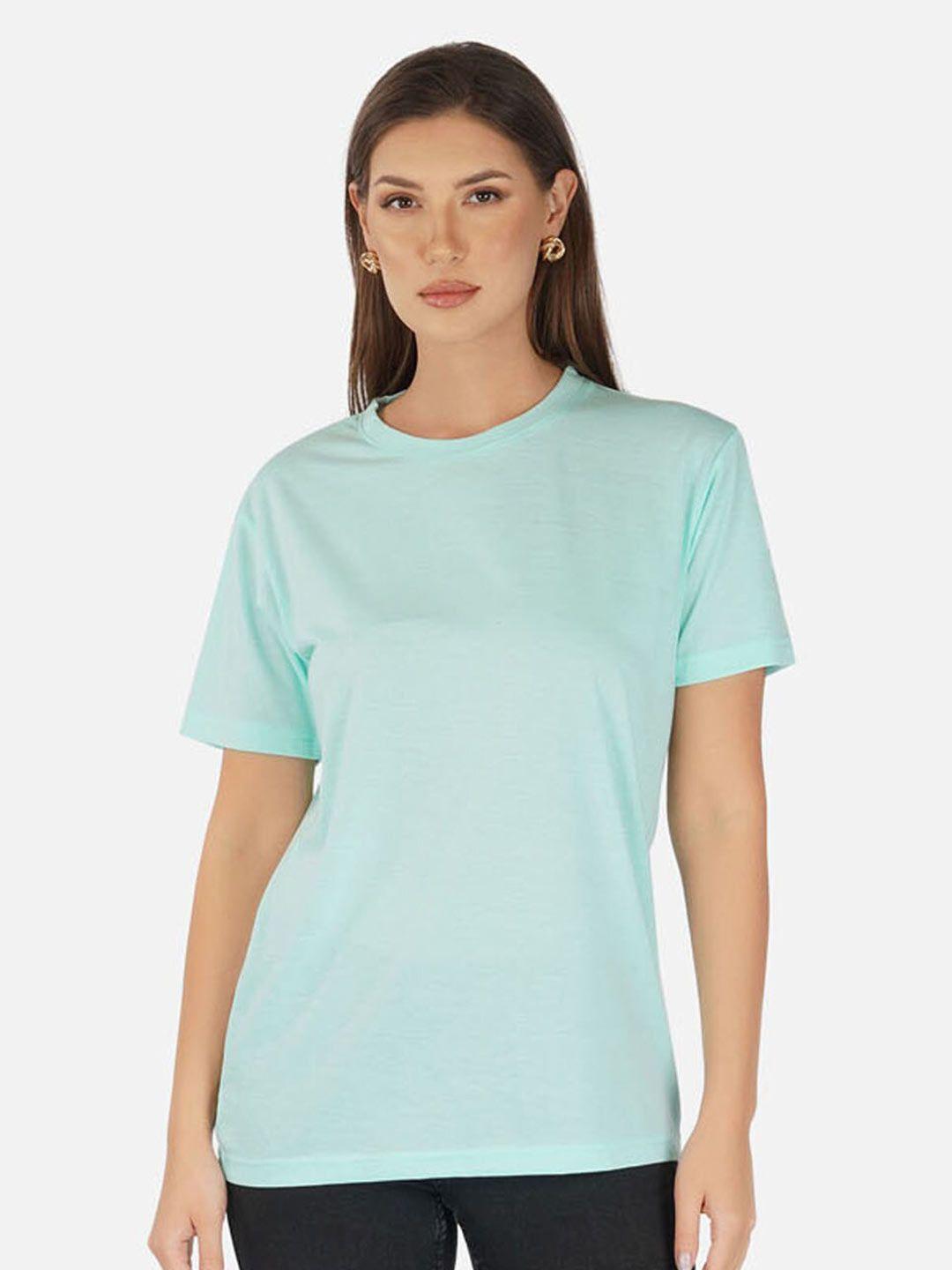 chozi women turquoise blue bio finish pockets t-shirt