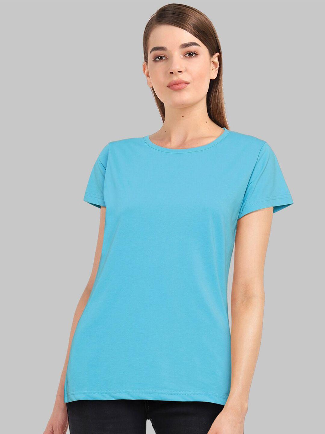 chozi women turquoise blue v-neck extended sleeves bio finish pockets t-shirt