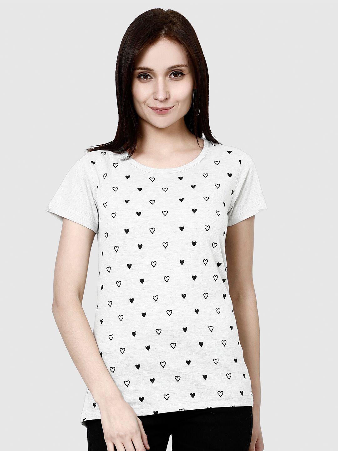 chozi women white & black printed bio finish t-shirt