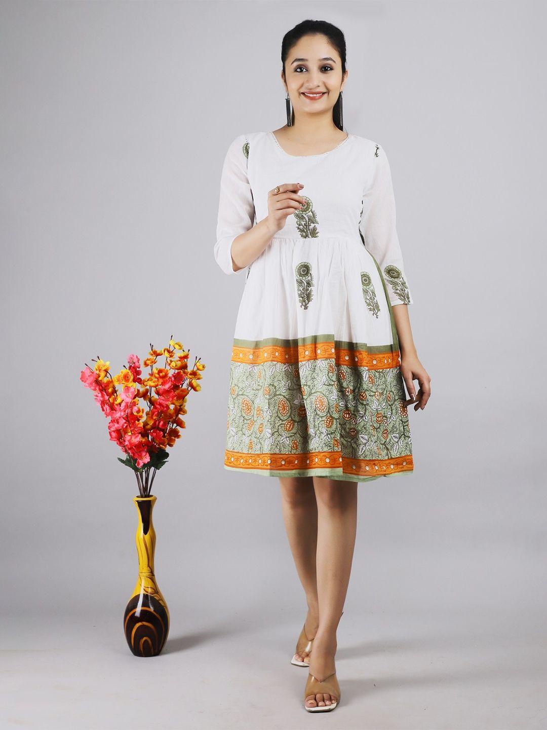 christeena ethnic motifs print fit & flare dress