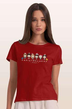 christmas squad friends round neck womens t-shirt - red