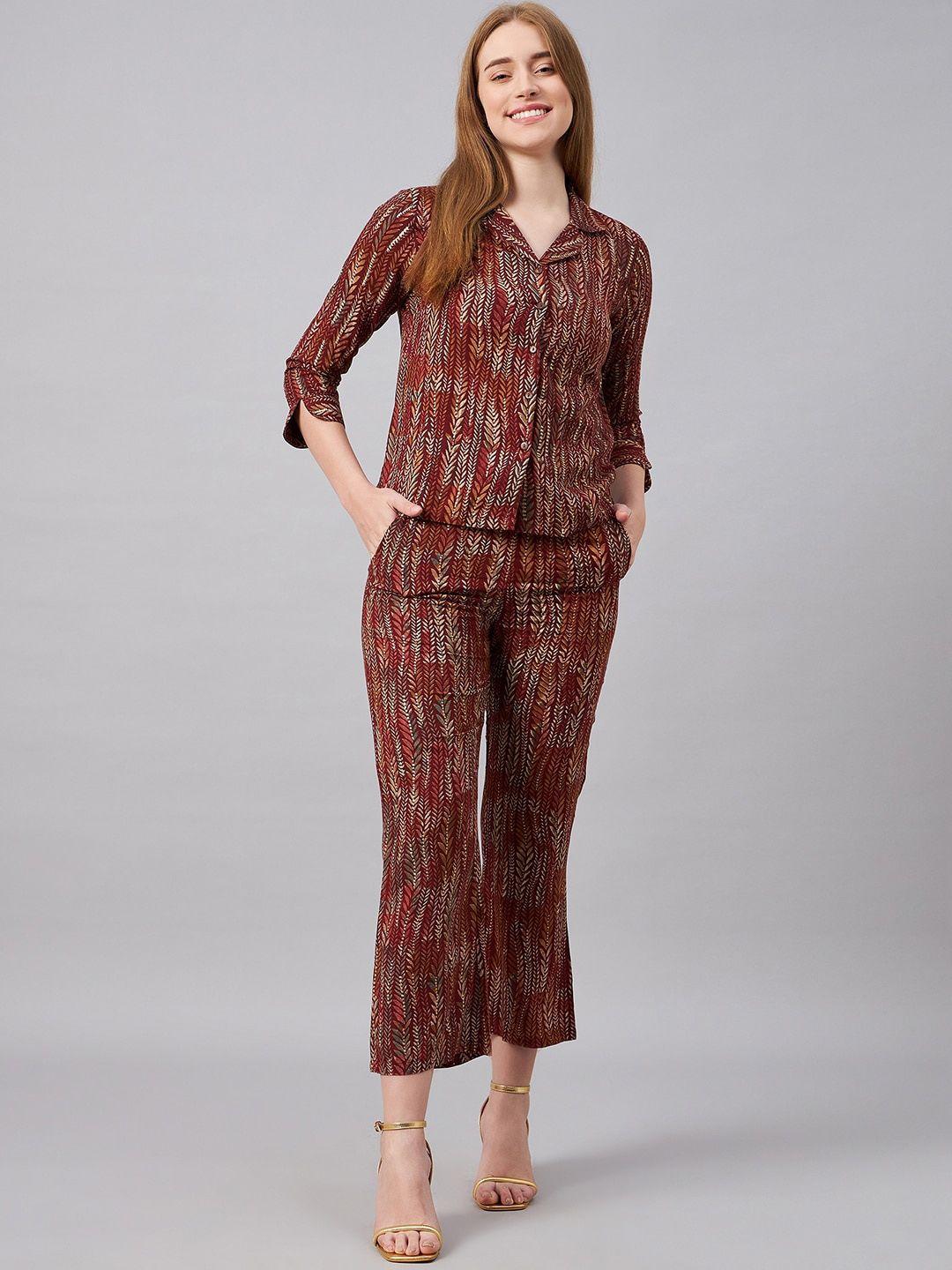 chrome & coral floral printed shirt & trousers