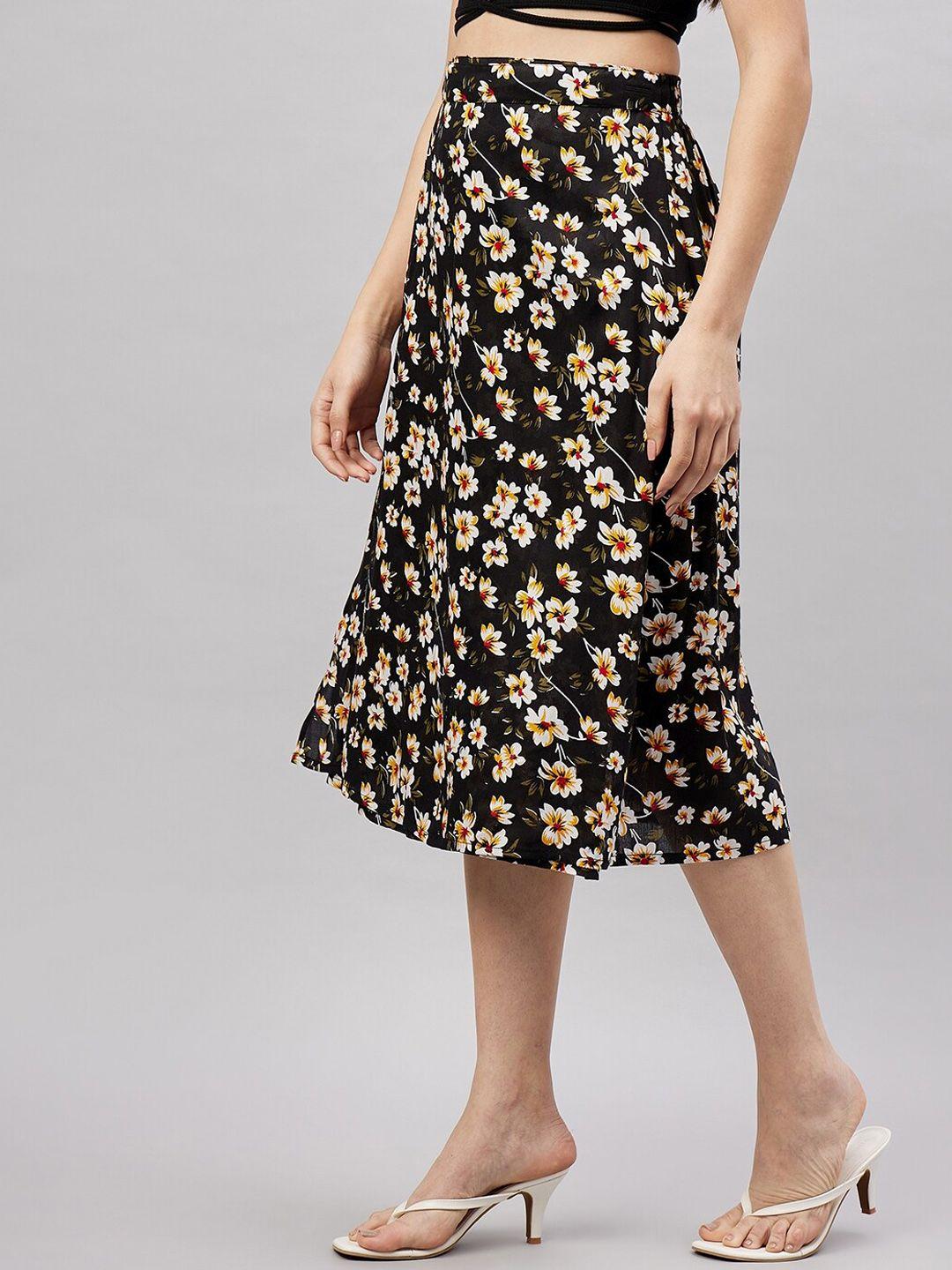 chrome & coral floral printed wrap skirt