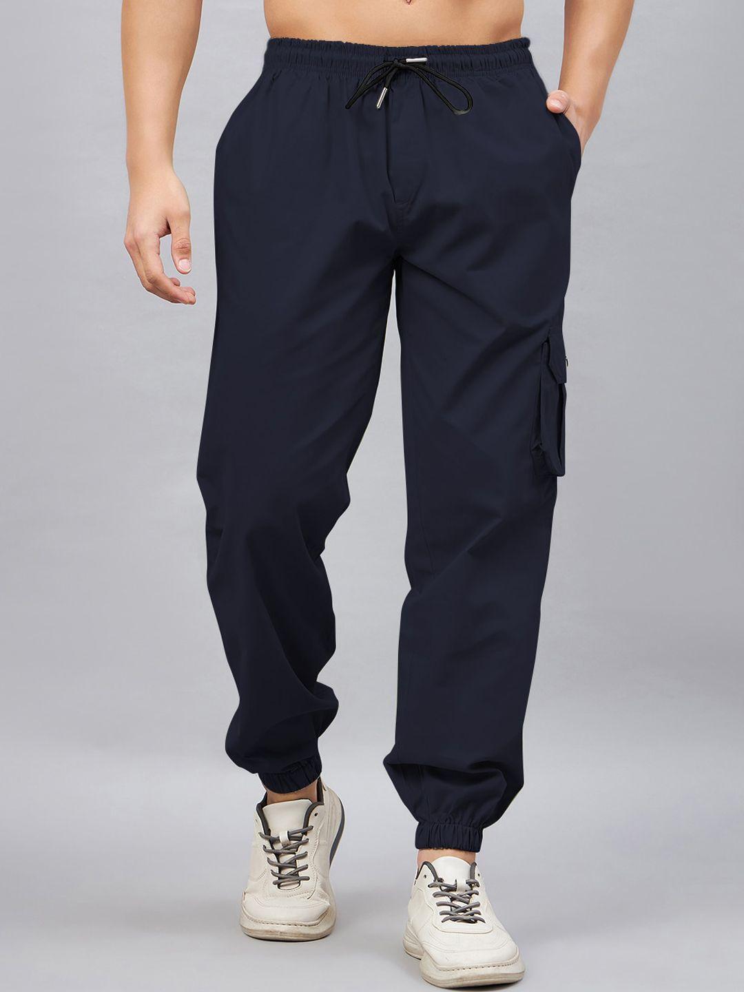 chrome & coral men relaxed easy wash pure cotton cargo trousers