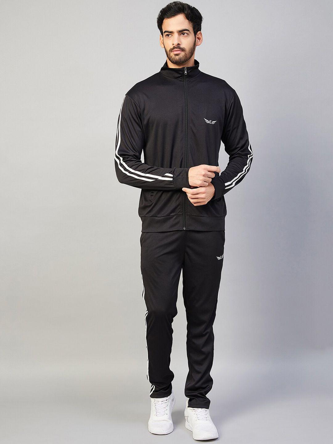 chrome & coral men striped details tracksuit