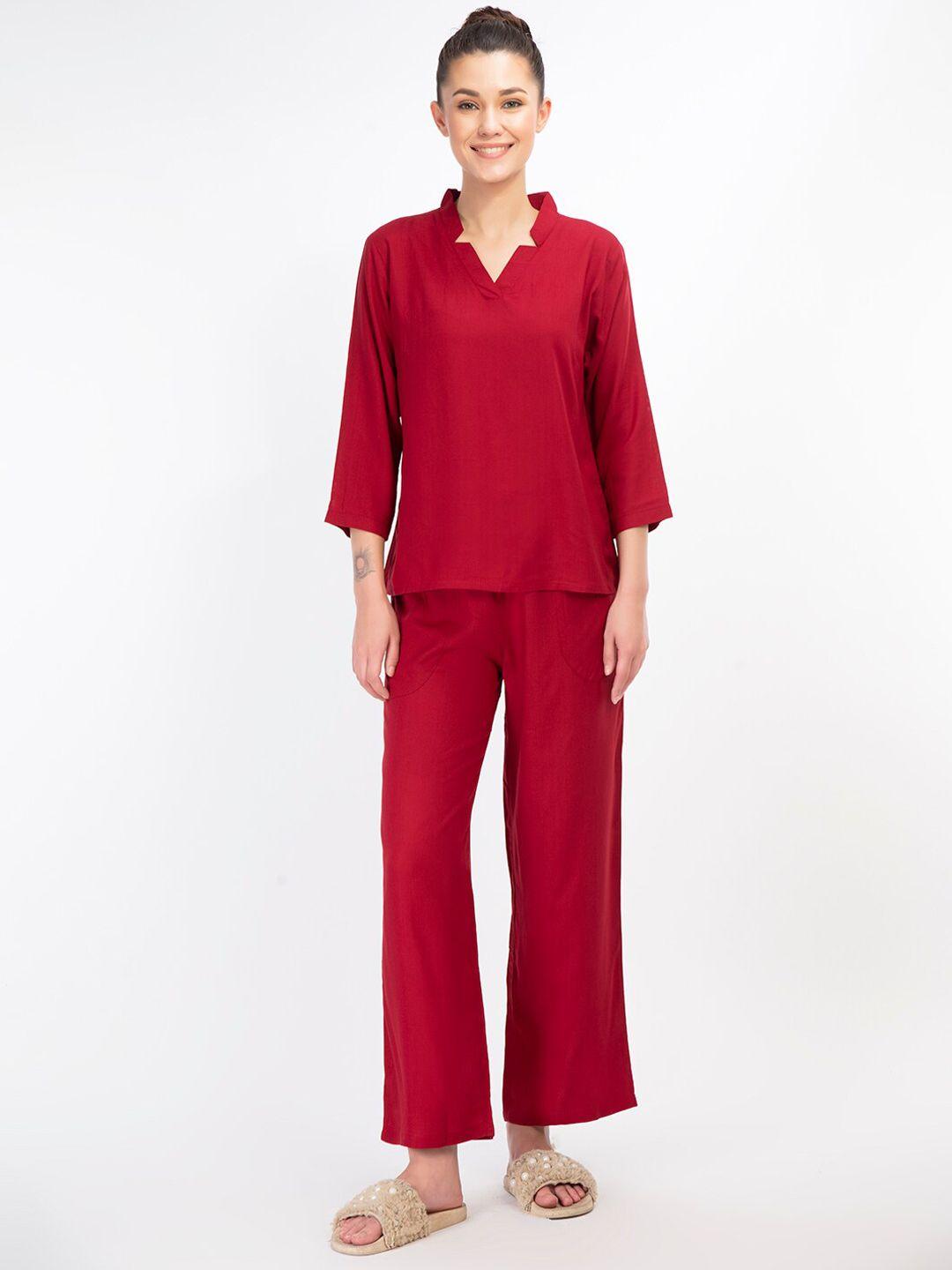 chrome & coral v-neck top with pyjamas night suits