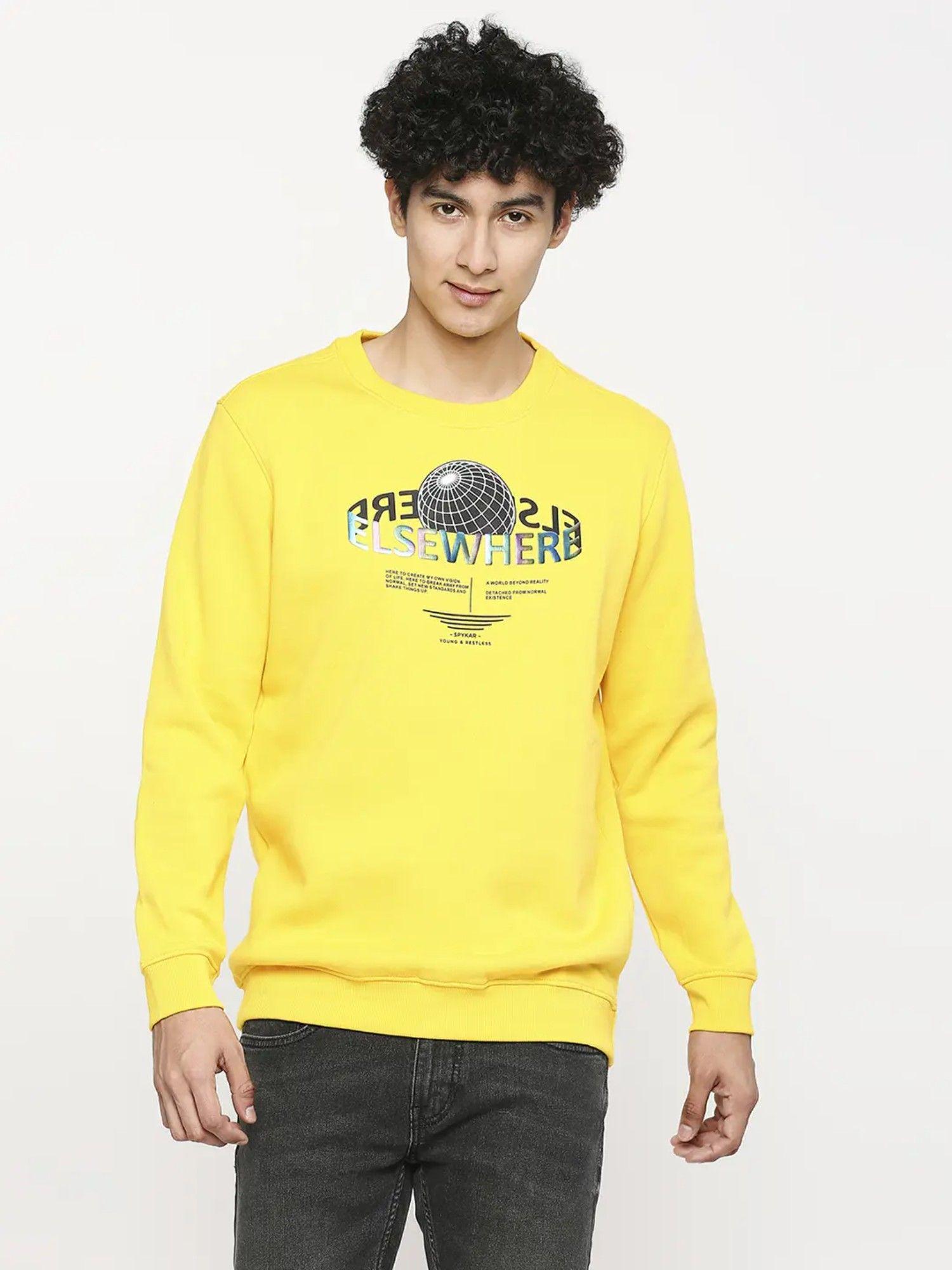 chrome yellow cotton full sleeve round neck sweatshirt