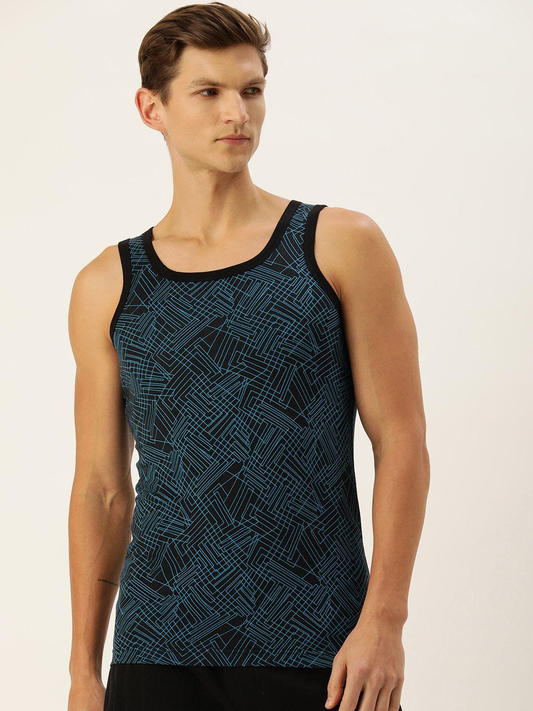 chromozome geometric printed sleeveless pure cotton innerwear vests 8902733646000
