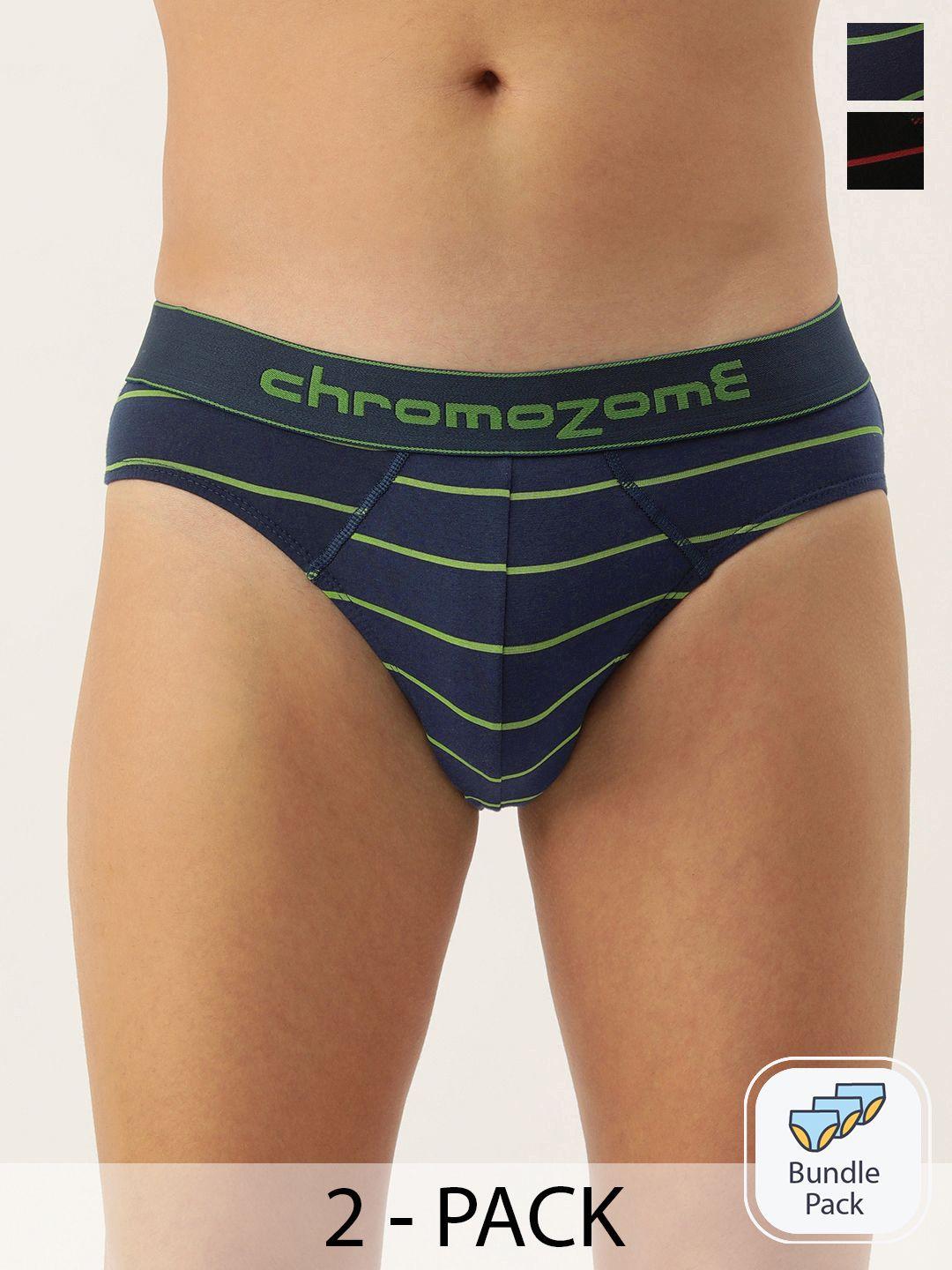 chromozome men pack of 2 premium striped mid-rise briefs 8902733649223