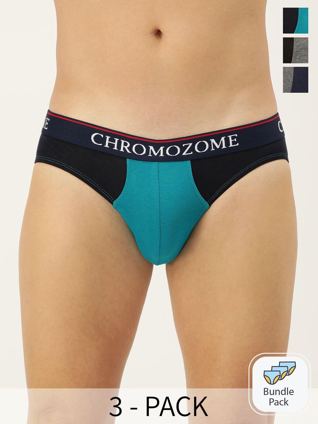 chromozome men pack of 3 mid-rise colourblocked briefs 8902733647861