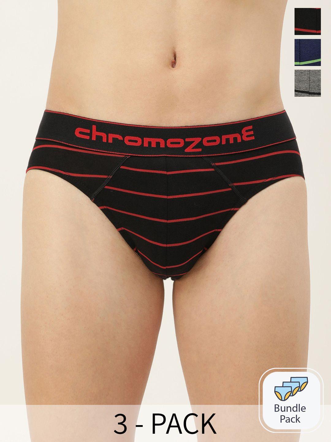 chromozome men pack of 3 mid-rise striped briefs 8902733649582