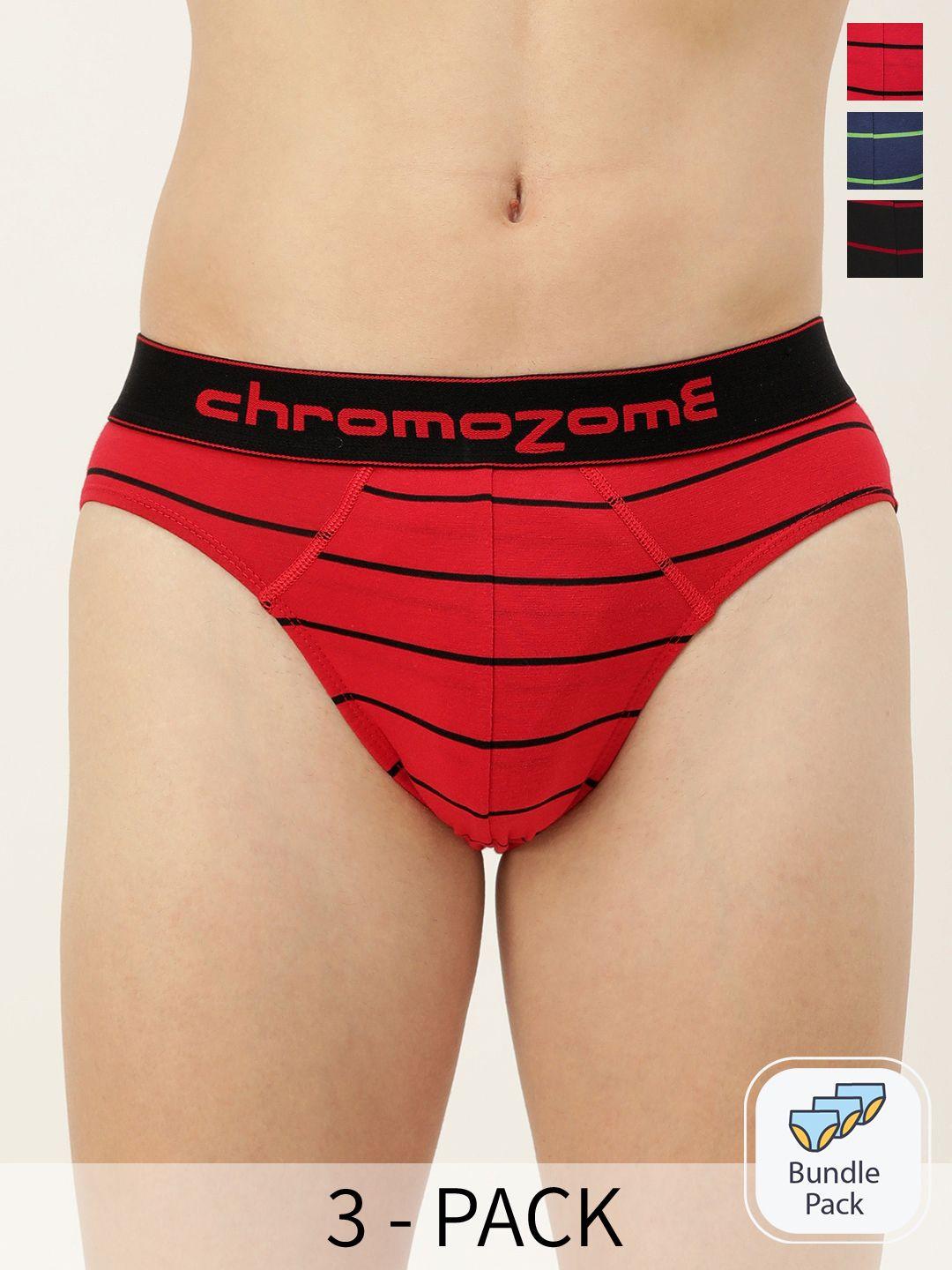 chromozome men pack of 3 mid-rise striped briefs 8902733649827