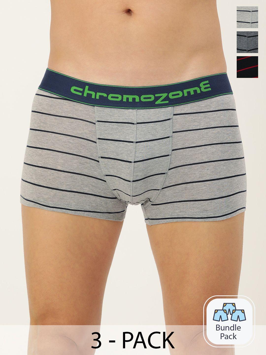 chromozome men pack of 3 mid-rise striped trunks 8902733651684