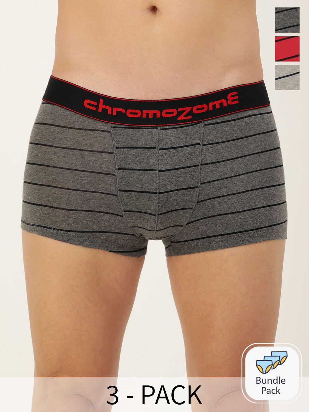 chromozome men pack of 3 mid-rise striped trunks 8902733651844