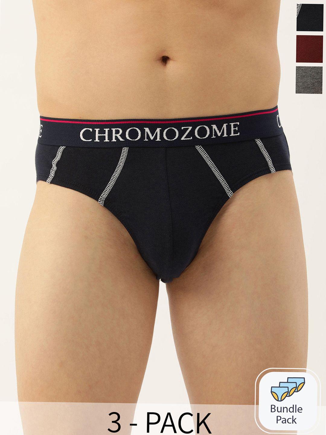 chromozome men pack of 3 premium pure cotton solid briefs 8902733648745