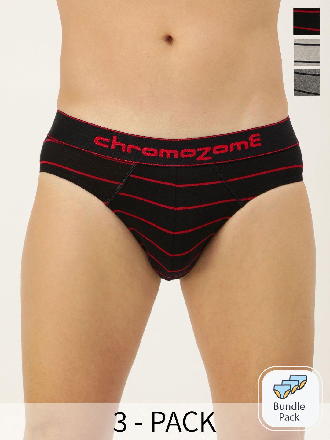 chromozome men pack of 3 striped briefs 8902733649544