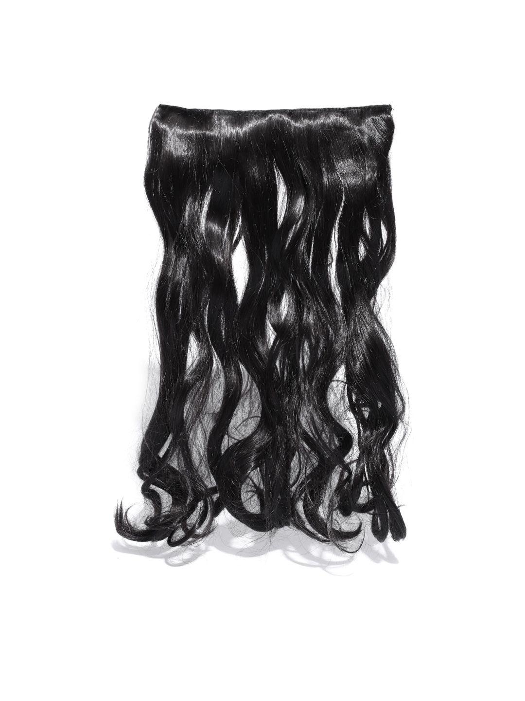 chronex curly wavy fibre clip-on synthetic hair extensions - black