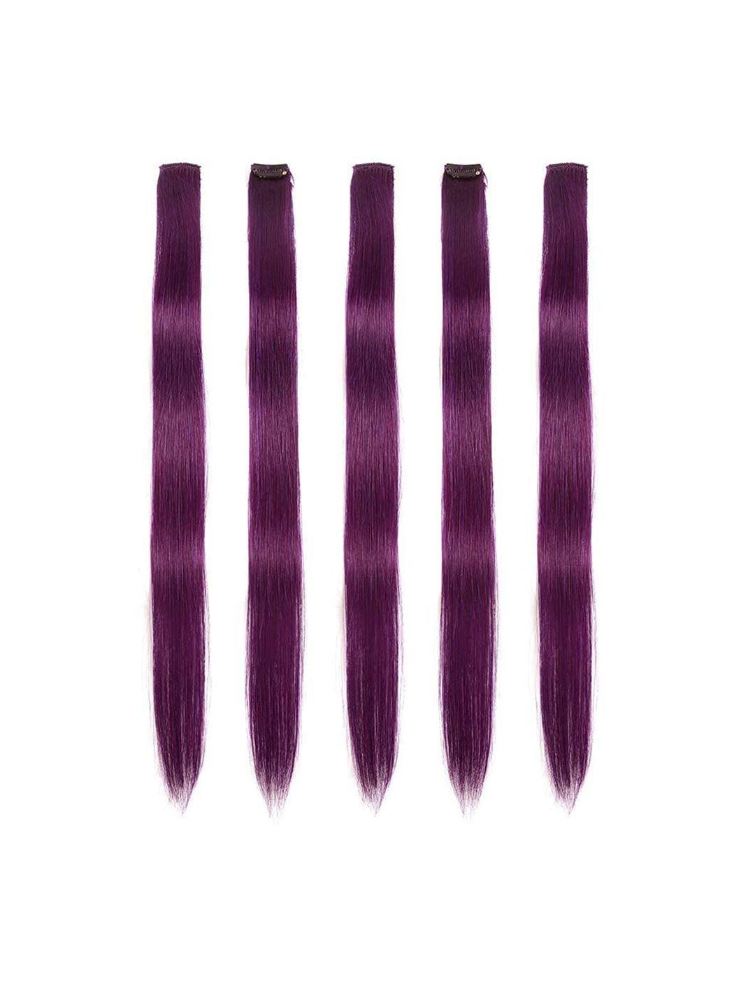 chronex set of 2 straight single clip hair streak color hair extension - dark purple