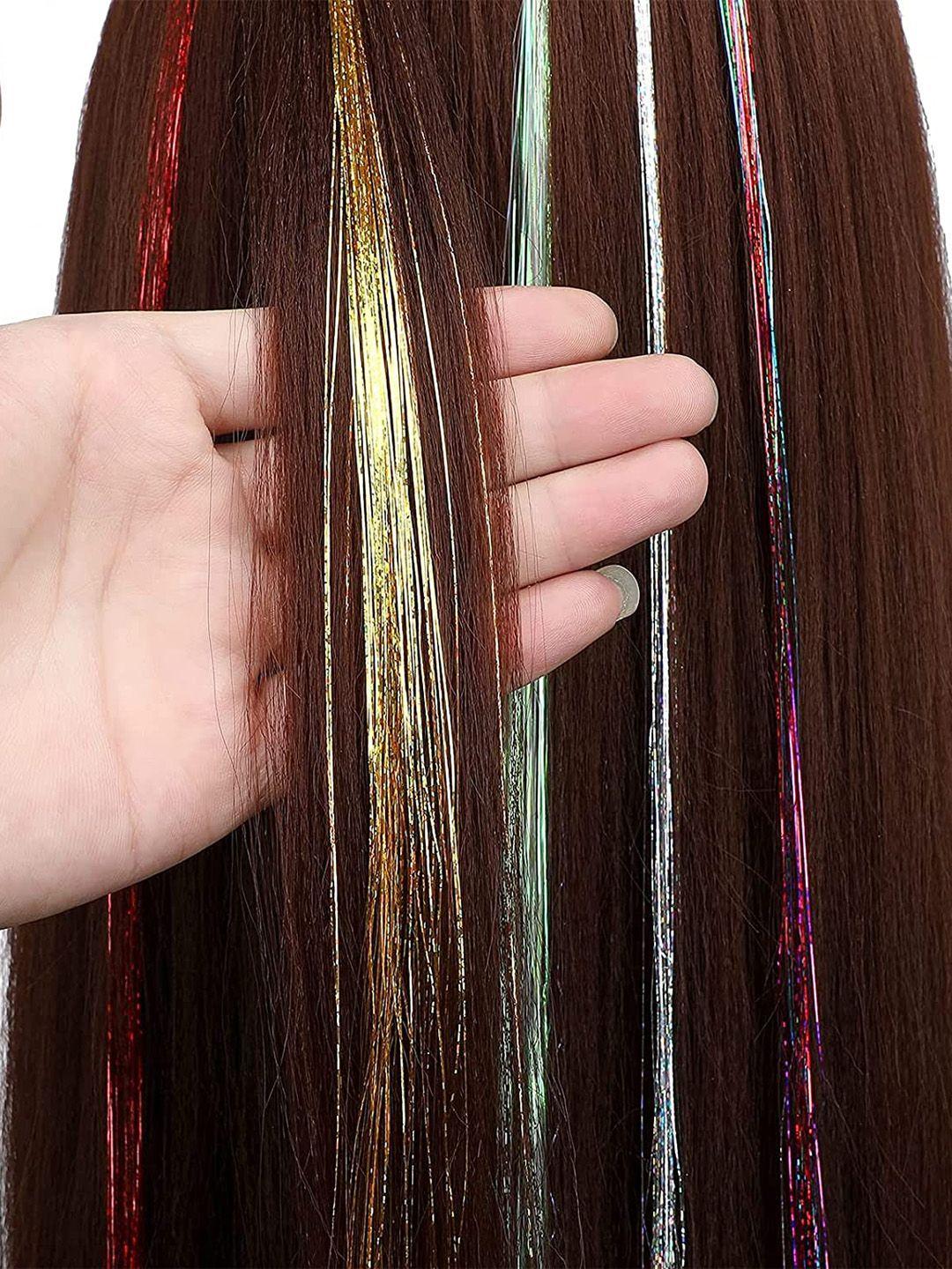 chronex set of 6 tinsel kit glitter hair extension ribbons