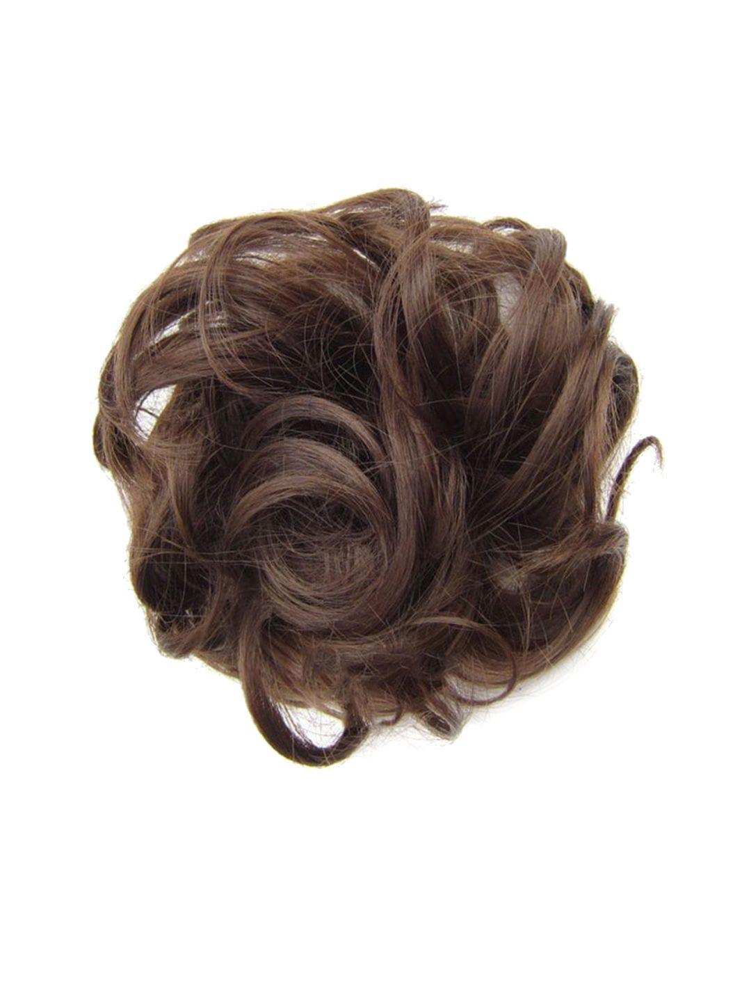 chronex synthetic nylon messy hair bun scrunchie - natural brown