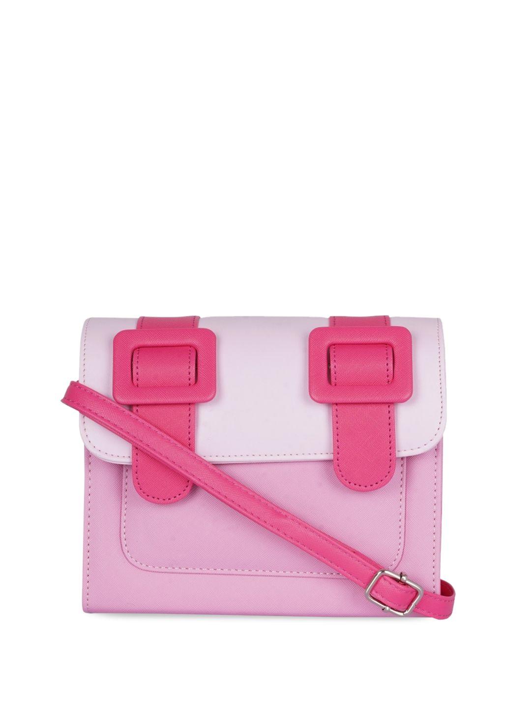 chronicle pink colourblocked pu swagger sling bag