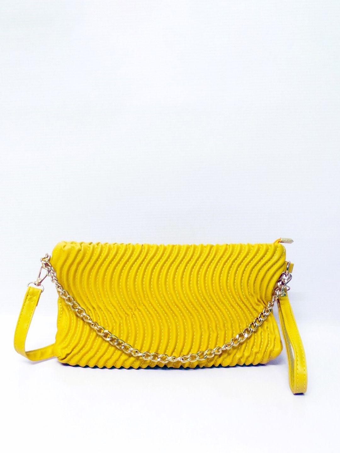 chronicle yellow textured quilted purse clutch