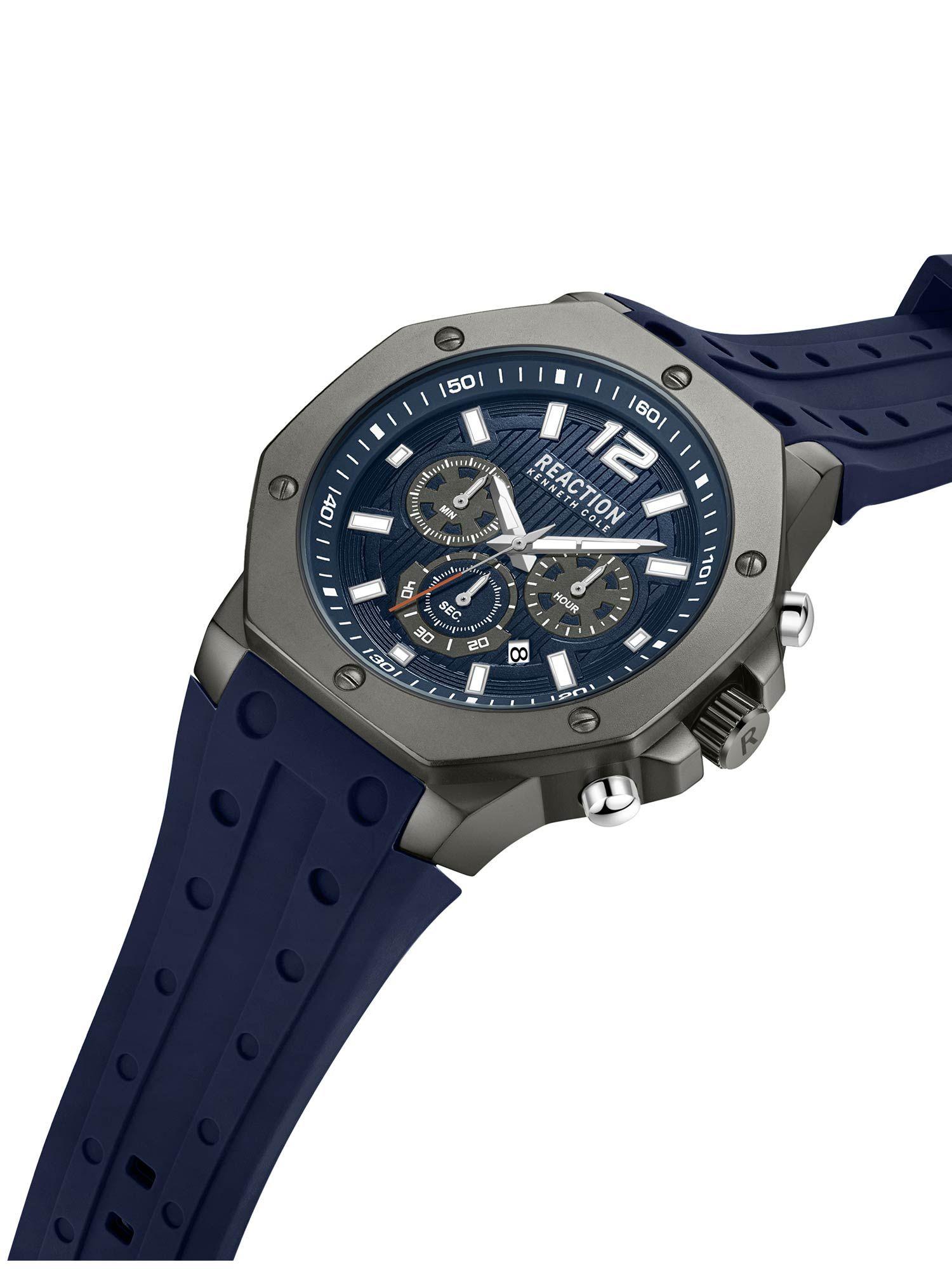 chronograph blue silicone strap watch for mens - krwgo9005901